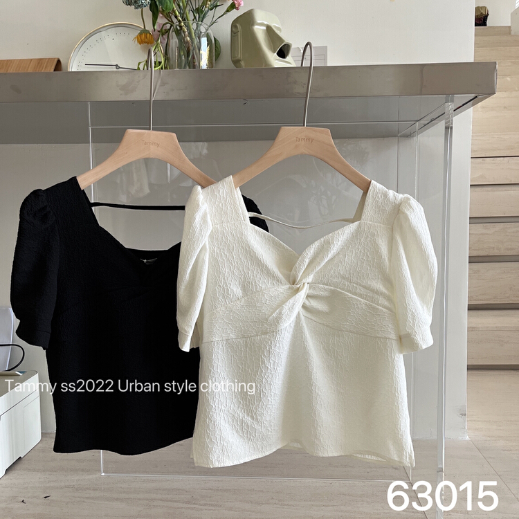 Live ④! [Tammy] front twist pleat, simple and slim, urban style, versatile small shirt 63015# L