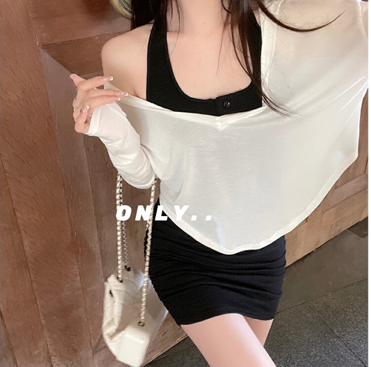 [only] neck hanging strapless dress + simple T-shirt sunscreen suit 8311# JJ