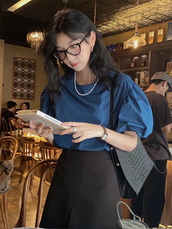 [in by in] Korean round neck bubble sleeve sweet blouse 0896# zjy