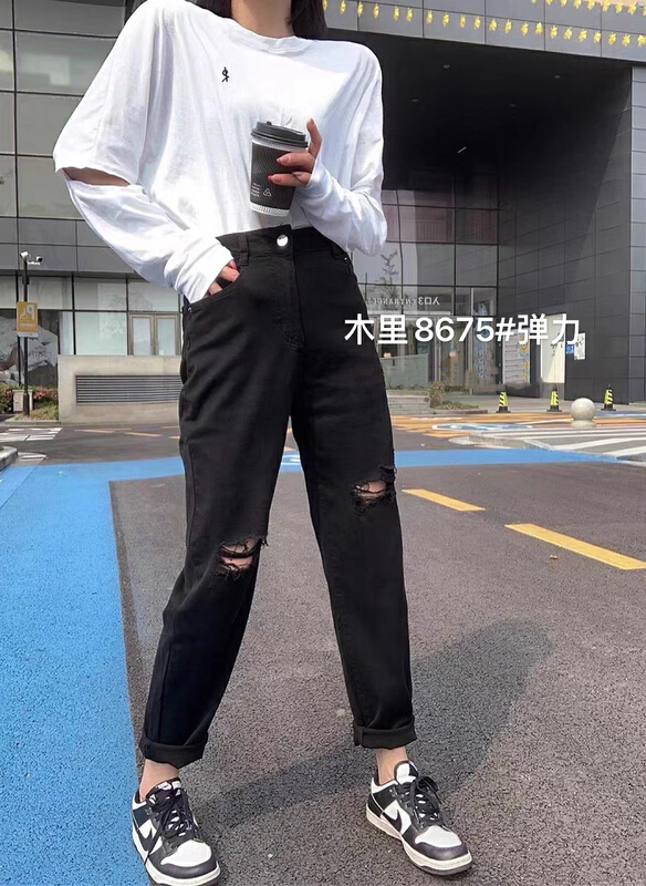 [jiajiatmmt Muli] Korean style comfortable and versatile jeans with holes (only pants) 8675# L