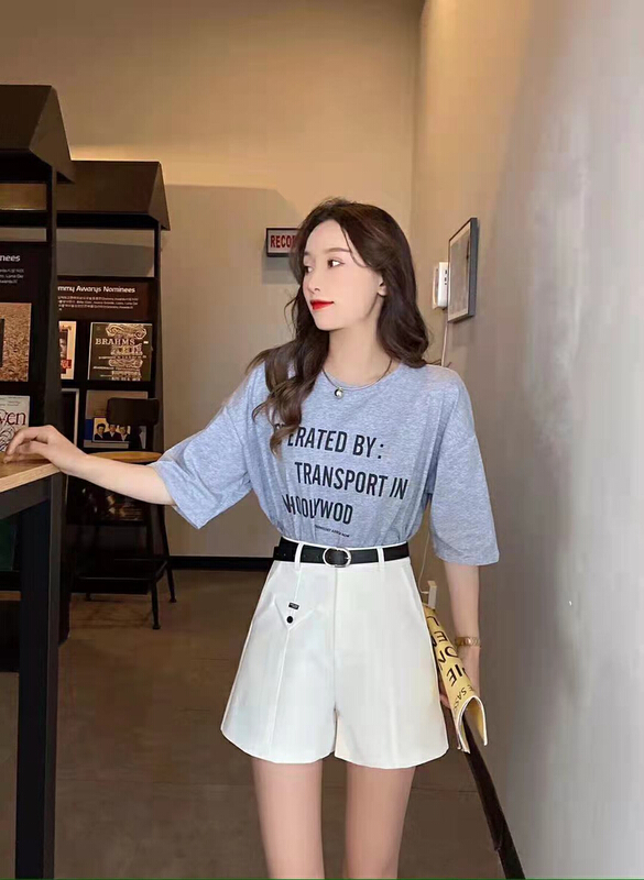 [queen] temperament high waist loose casual shorts (with belt) a292801# ozq