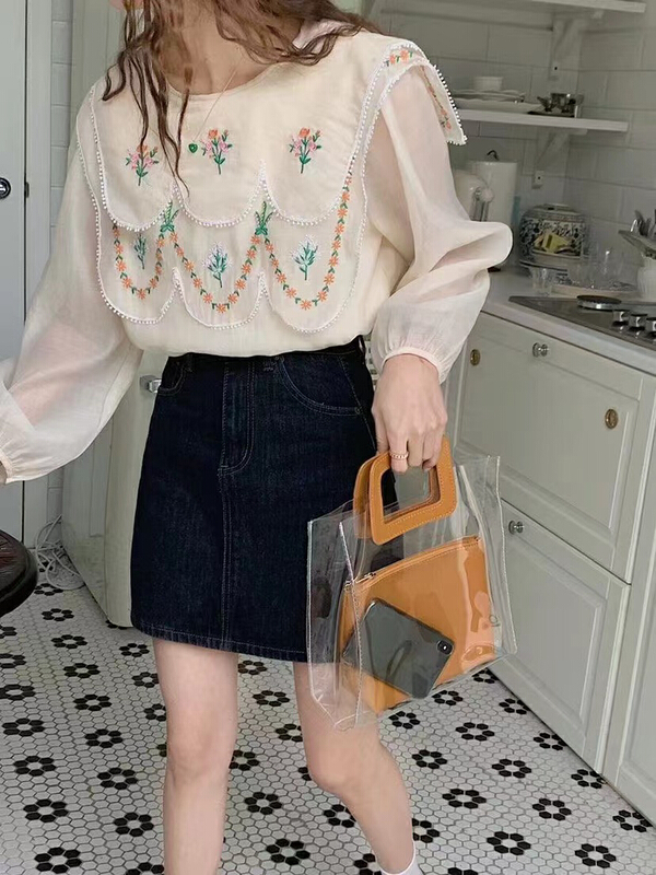 New year in early spring! [timely rain] Han Feng ins Vintage heavy industry Embroidery Shirt 21758# jhy