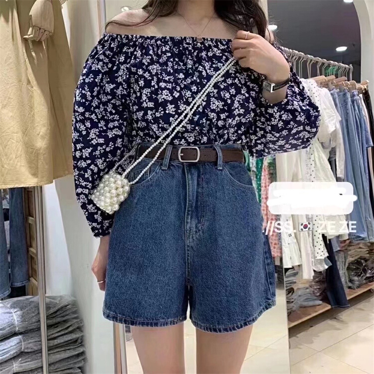 [Ze] Korean comfortable and versatile denim shorts (with belt) 7829# ll