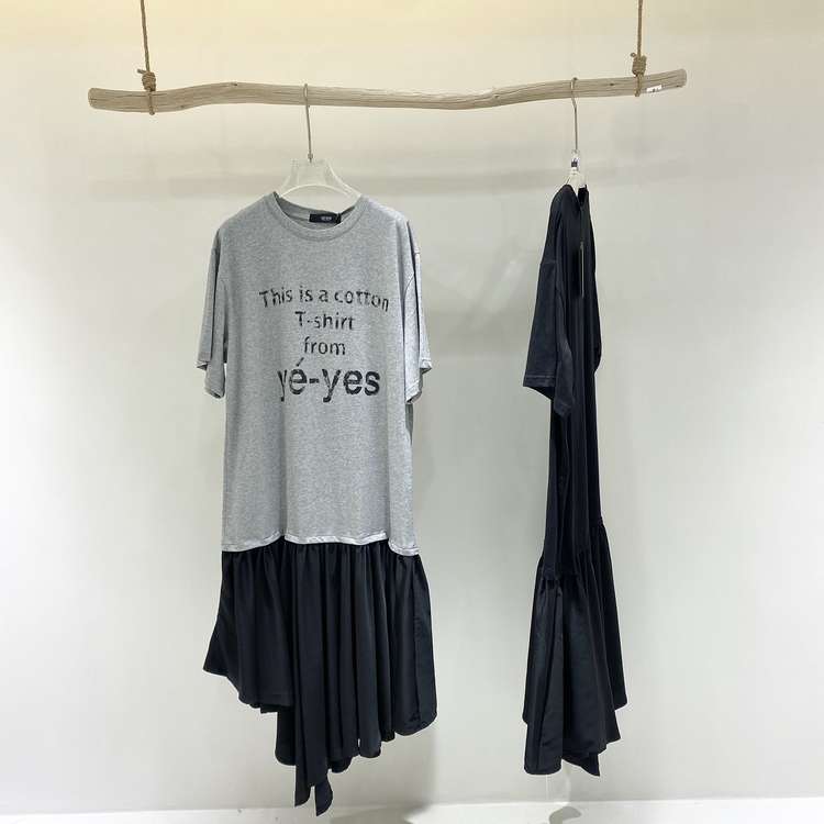 [just soso] Korean versatile letter stitching dress 6963# CLS