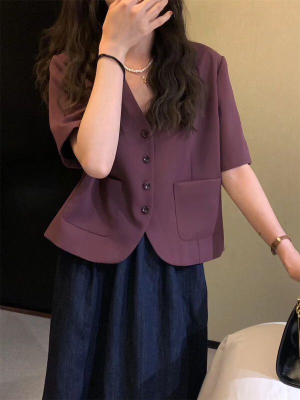 goods in stock! New in early summer! [buyer selection] Korean V-neck short sleeve suit 5027# XJ