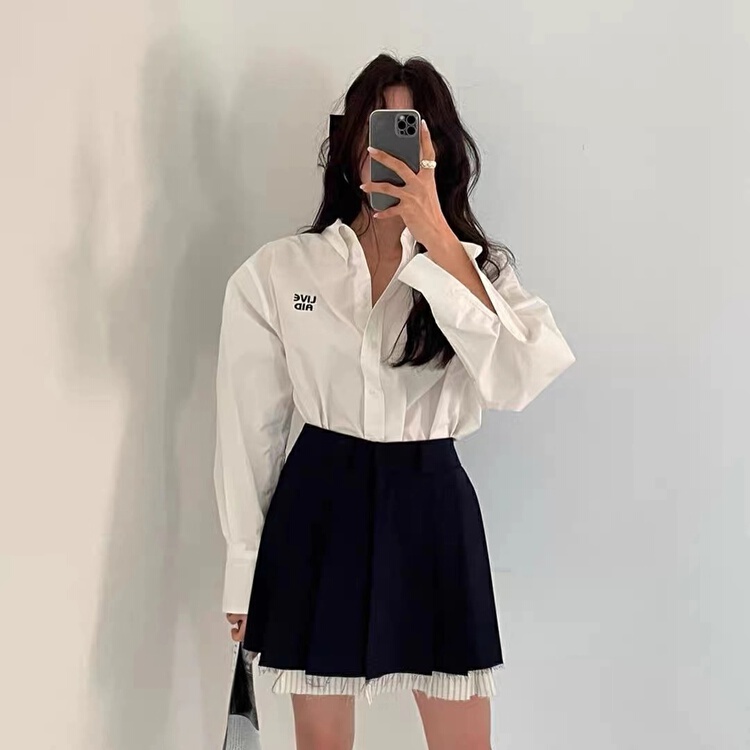 New in early summer! [Wu / u] simple design retro casual skirt w501# LSL