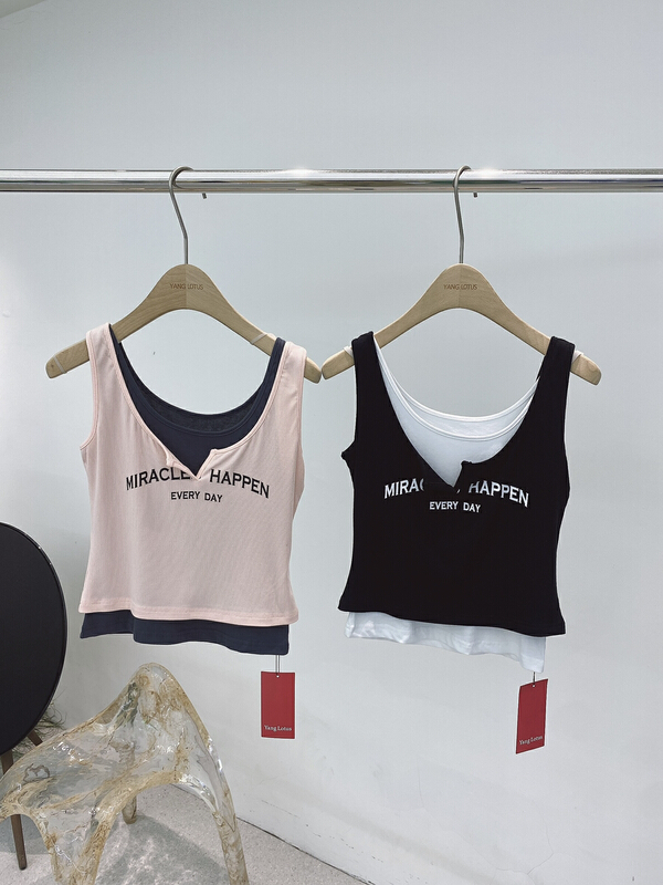 goods in stock! [yanglotus] letter pure desire to wear fake two-piece vest s12126122# ozq