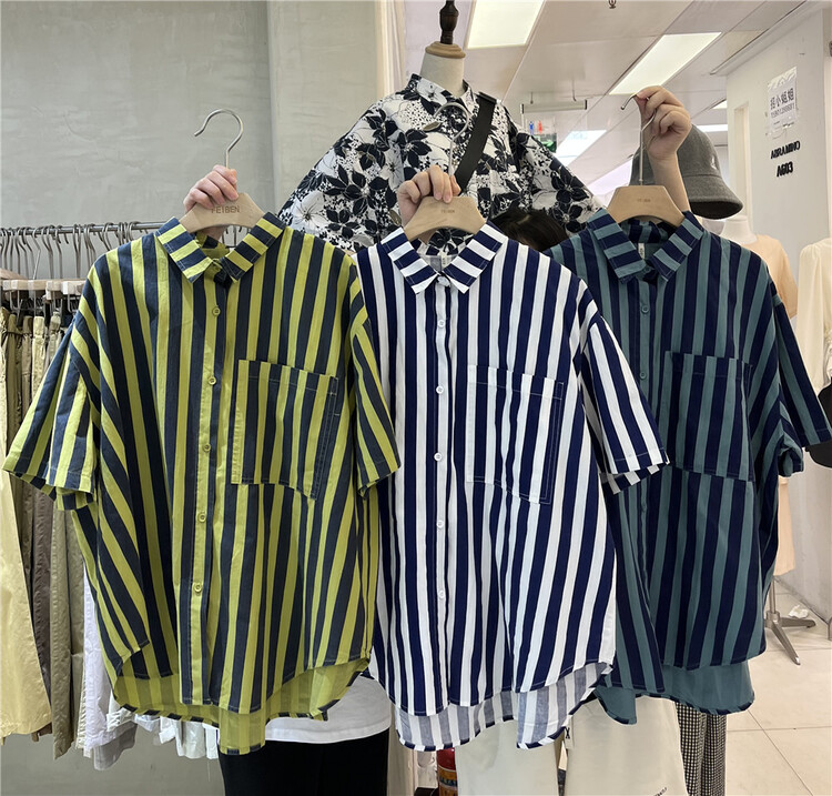 goods in stock! New in early summer! [not this] fashion casual stripe versatile shirt 186339# CLS