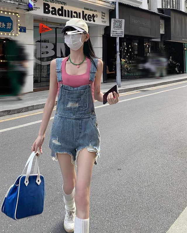 【MS STUDIO】破洞時尚顯瘦背帶褲  YS1-083#  PCZ