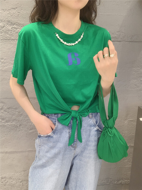 [mm9] letter print versatile short sleeve T-shirt 26173# XYJ
