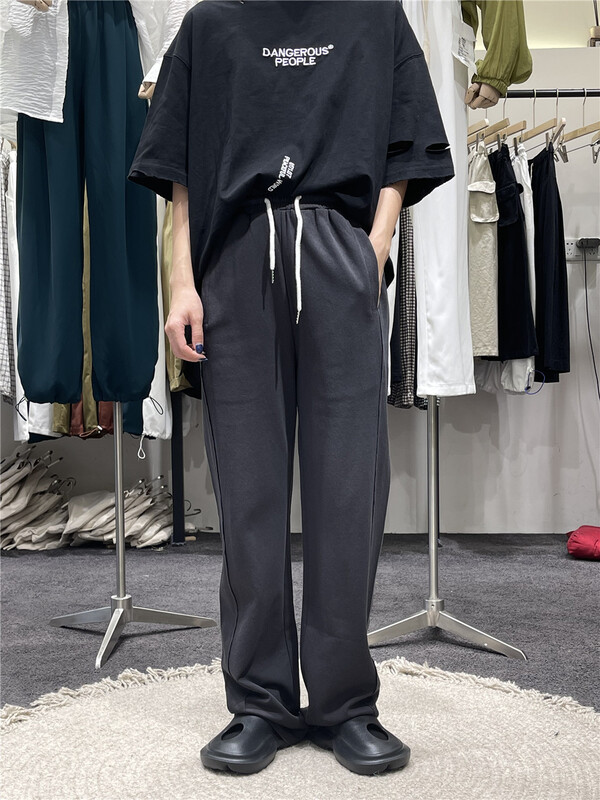[original by hnhl] simple and fashionable drawstring loose wide leg casual pants 18931x# L
