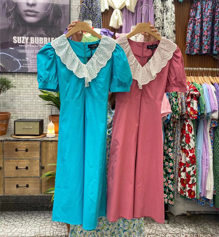 [suzybubble] French Ruffle collar bubble sleeve dress ys1-8912# WPL