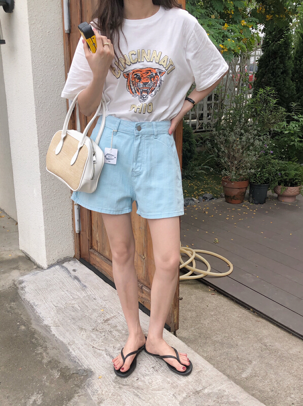 In early summer! [meet me] macarone color department versatile fashion denim shorts 61212\ll