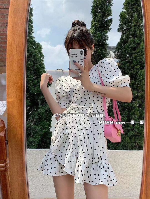 [yiguoyiguo] wave point fashion versatile dress ys1-68100# PCZ