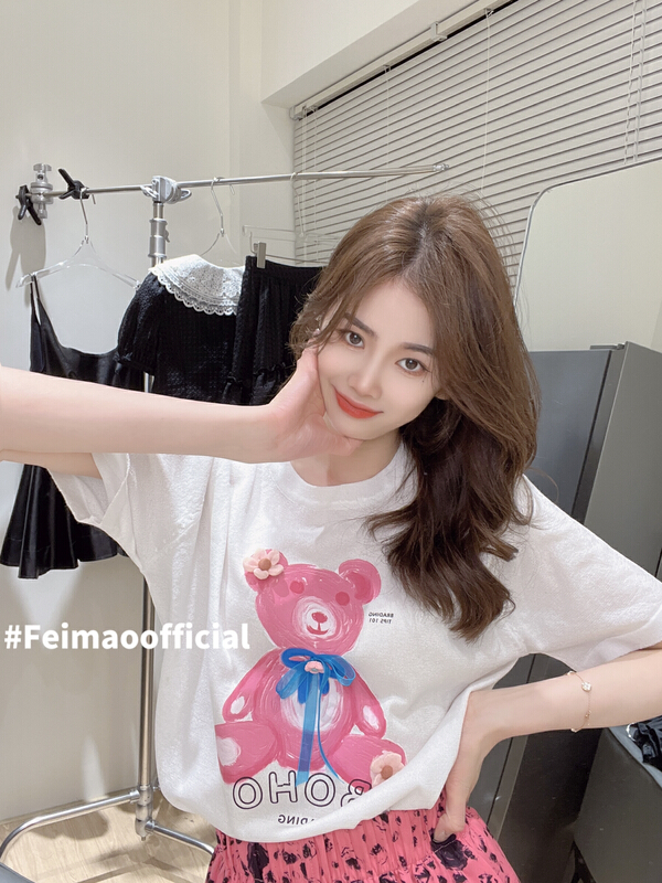 [Feimao (Yimao)] round neck print versatile short sleeve T-shirt ym-7618# LSL