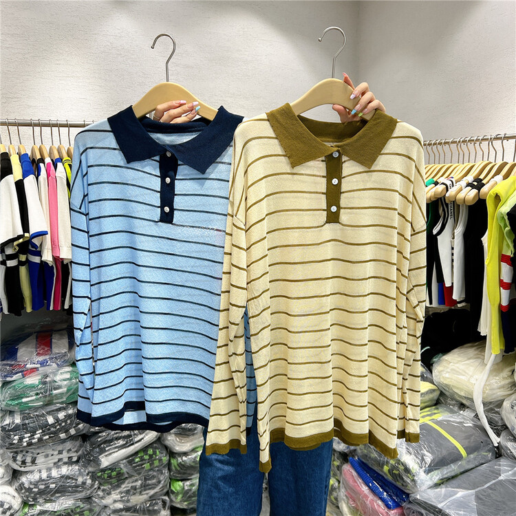 [s'seven] candy stripe versatile polo t-shirt 2999# XYJ