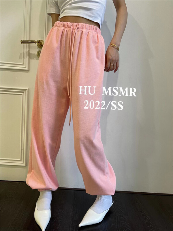New in early summer! [Hu] Korean style leg tied elastic waist drawstring casual pants 6633# zyh