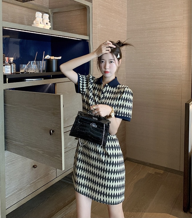 New in early summer! [smile baby] fashion Lingge slim fragrance dress b3009# WPL
