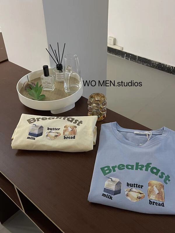 [Wo / men] Korean print loose short sleeve T-shirt 2033# zxl