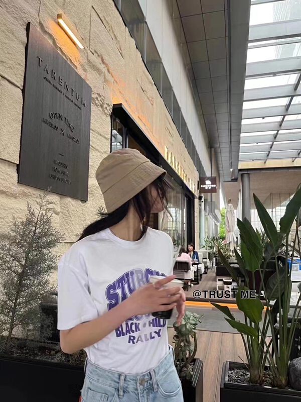 [trust me] letter printed loose short sleeve T-shirt 68440# ozq