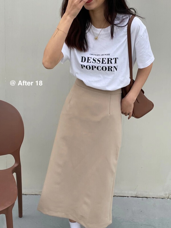 [after 18] Korean solid color split skirt 058# ZSY