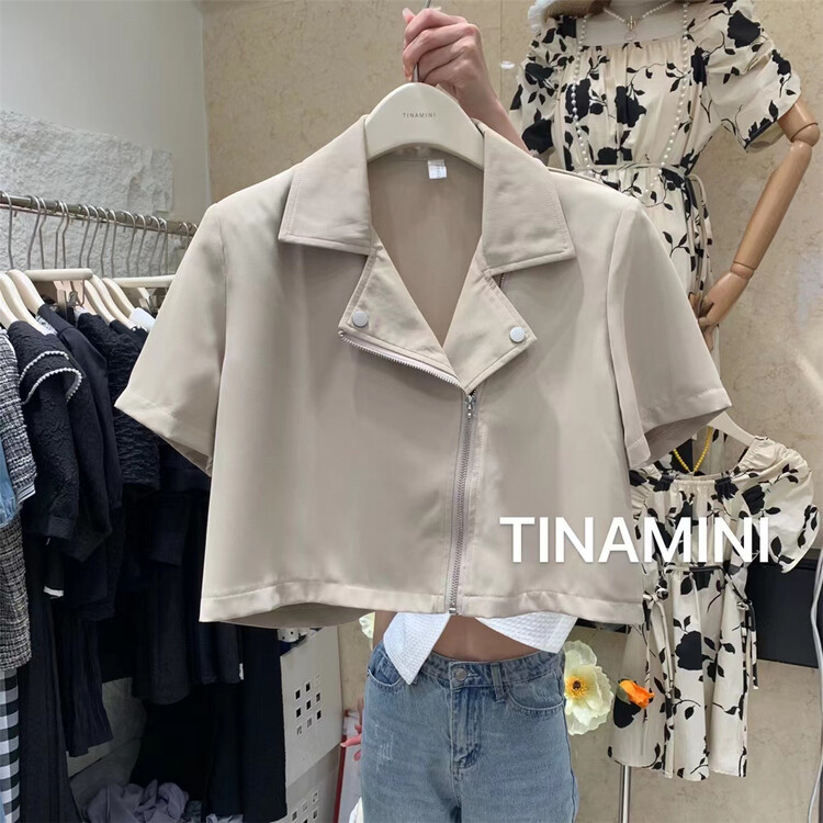 New in early summer! [Tina Mini] casual simple short zipper shirt m0133# hjy