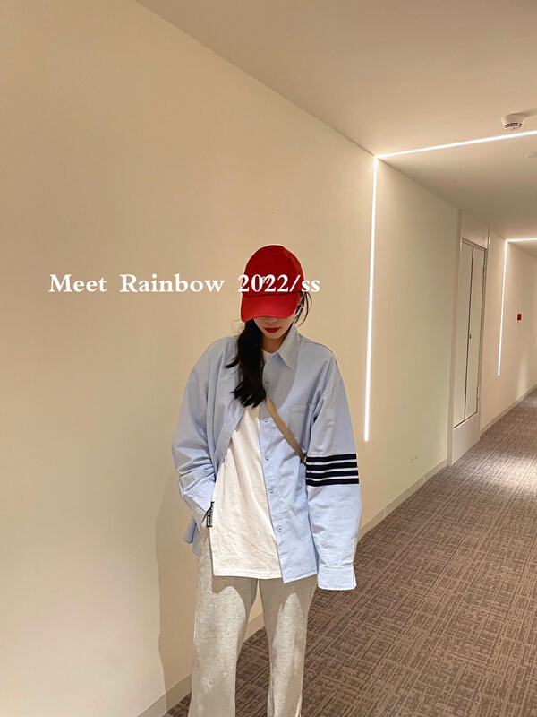 早春上新!【MEET RAINBOW】簡約休閒設計四條槓襯衫  7037#  LSL
