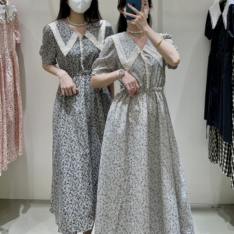 New in early summer! 【5】 Floral temperament versatile dress 5206-1# L
