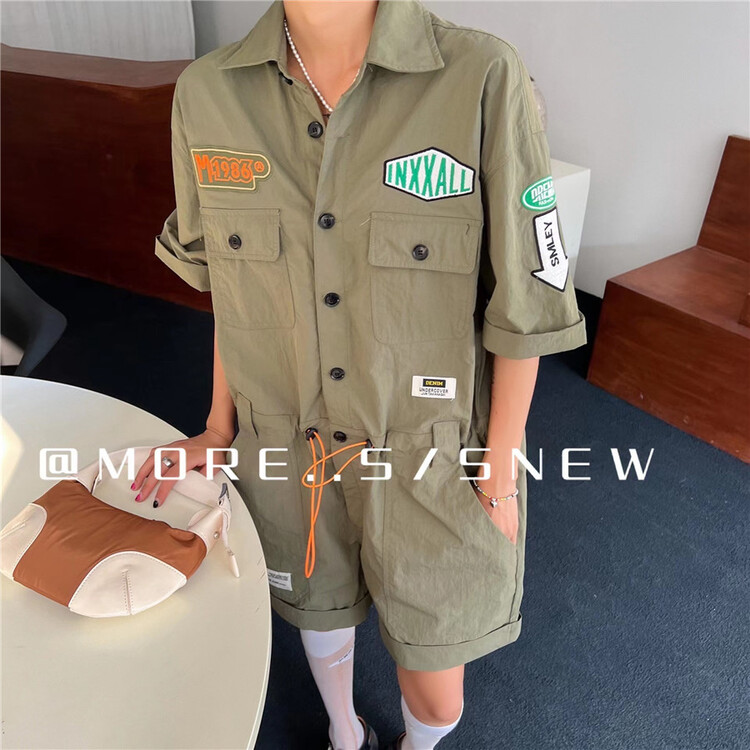 [more] tooling style breasted waist closing conjoined pants (only selling conjoined pants) 88103# ozq
