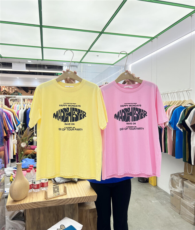 New year in early spring! [1986] Korean alphabet printed loose short sleeve T-shirt 285# LSL