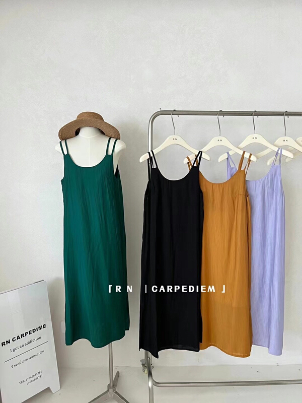 [R n] Korean version simple straight tube temperament French loose strap skirt 80862# ll