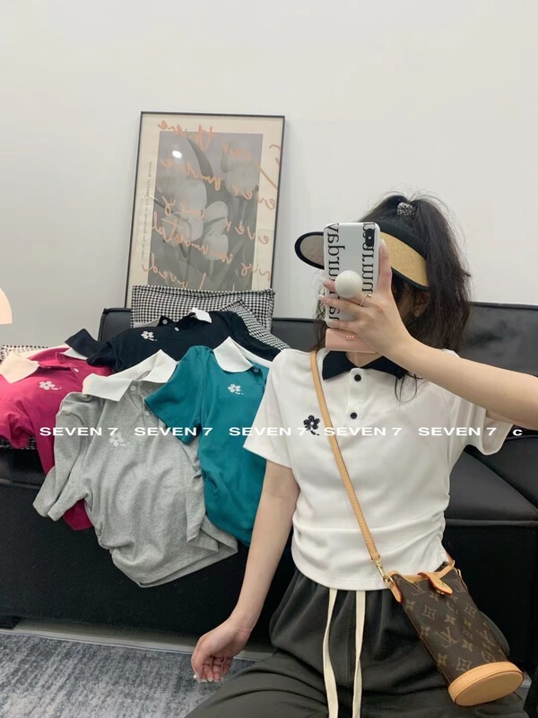 [seven 7] floret embroidery Pullover short sleeve T-shirt 8197# WTT