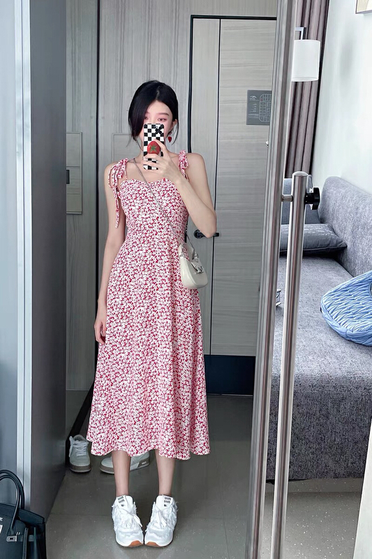 [u say] foreign style bandage floral dress 65902# LSL