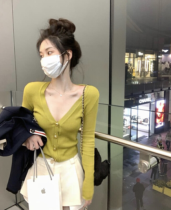 [Amanda] V-neck single breasted striped shirt 5038# PCZ