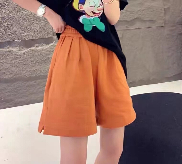 [kakajia] simple solid color versatile elastic waist casual shorts 9073# ozq