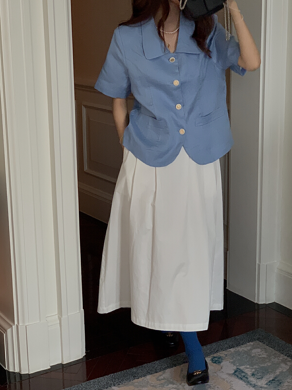 goods in stock! New year in early spring! [on line] simple and versatile solid color single breasted shirt a36761# lwy