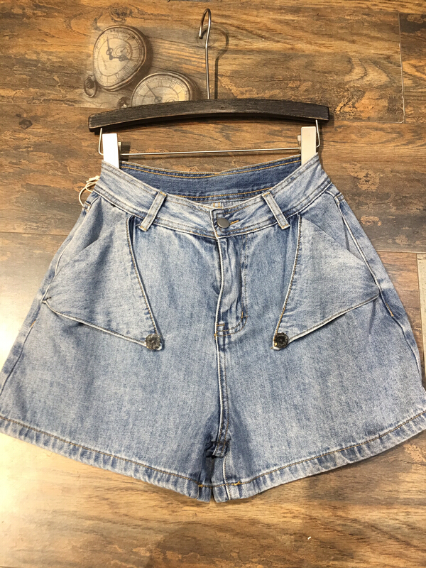 [thousand degrees] personalized pocket high waist denim shorts 8822# LSW
