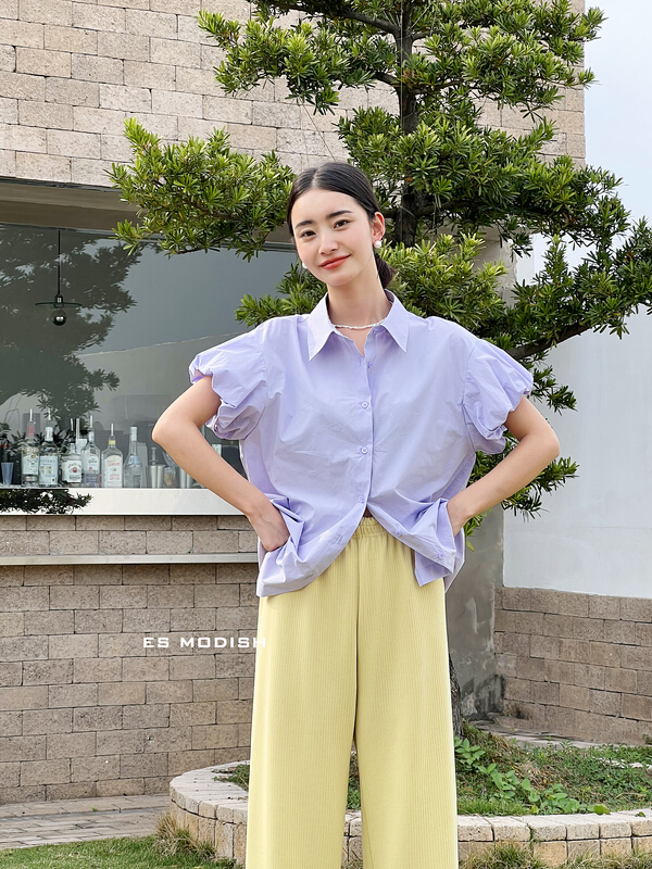 New in early summer! [es modish] Korean bubble sleeve temperament shirt bl1653# XYJ