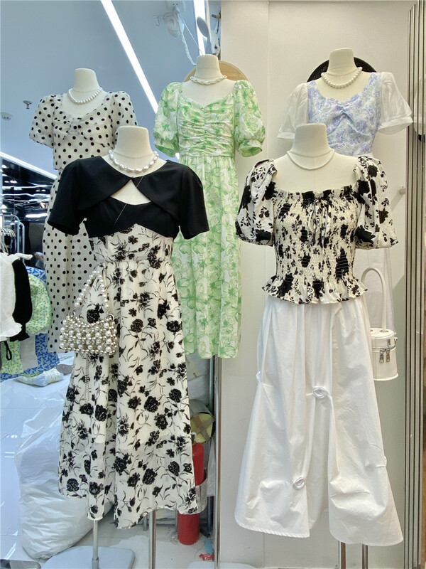 [alixuan] French print waist strap dress (with shawl) l081# zxx