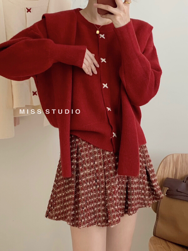 goods in stock! New year in early spring! [miss miss home] cross versatile fashion warm sweater (with shawl) a0635# ZSY