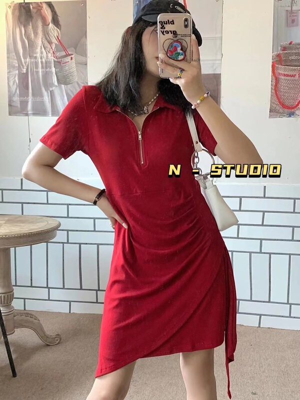 goods in stock! New in early summer! 【N】 Korean solid Pleated Dress 0676# WTT