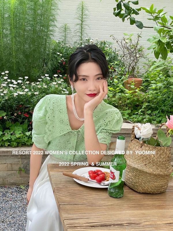 [yoomini] Korean style bubble sleeve lace button up shirt (with suspender) x12765# WPL