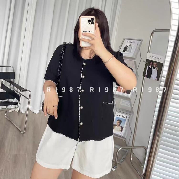 [r1987] Korean V-neck breasted shirt 5152# zjy