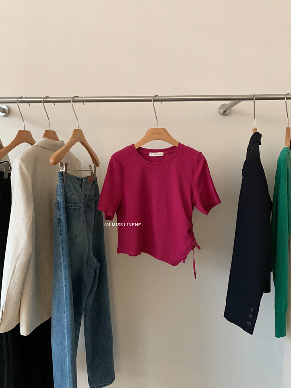 New in early summer! [Imiss] crew neck drawstring versatile short sleeve T-shirt cx3323# LSW