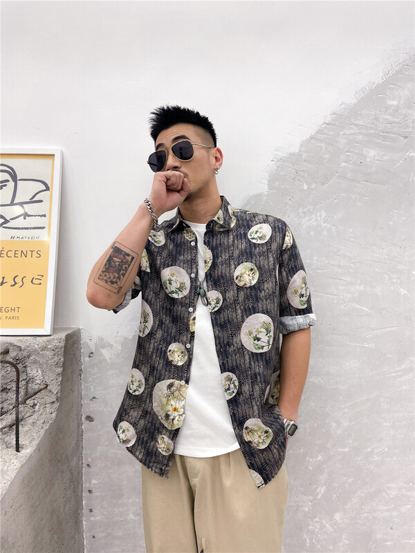 [Binli] personalized printed loose shirt l070# ZZL