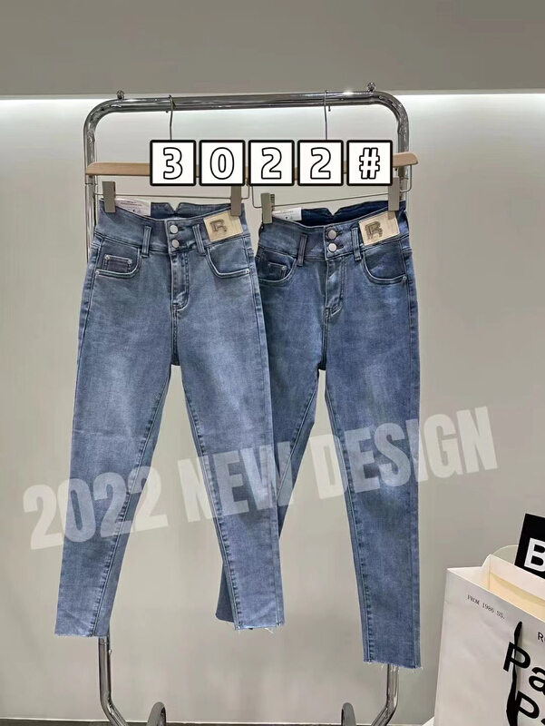 New year in early spring! [- 5kg] high waist Korean pencil waist double button jeans 3022# ll