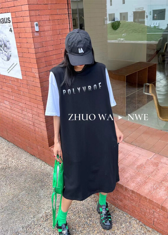 [buyer Yan Xuan zhuowa] round neck fashionable fake two piece Printed Dress 5180# Cl