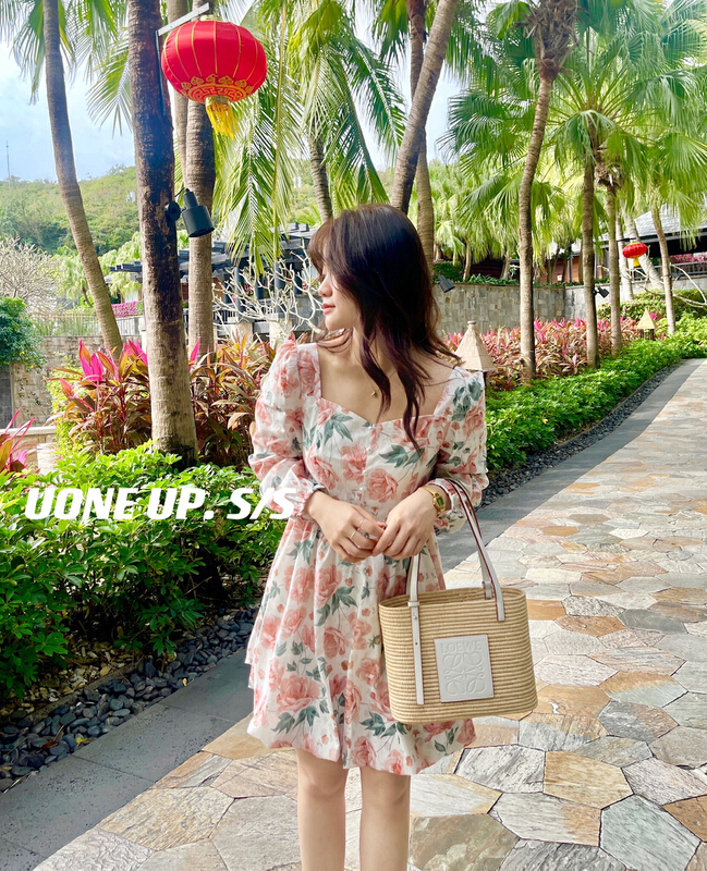 New year in early spring! [uone] sweet and gentle wind high waist cake dress 98284# LSL