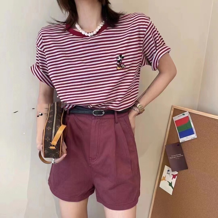 [embroidered] Mickey stripe T-shirt