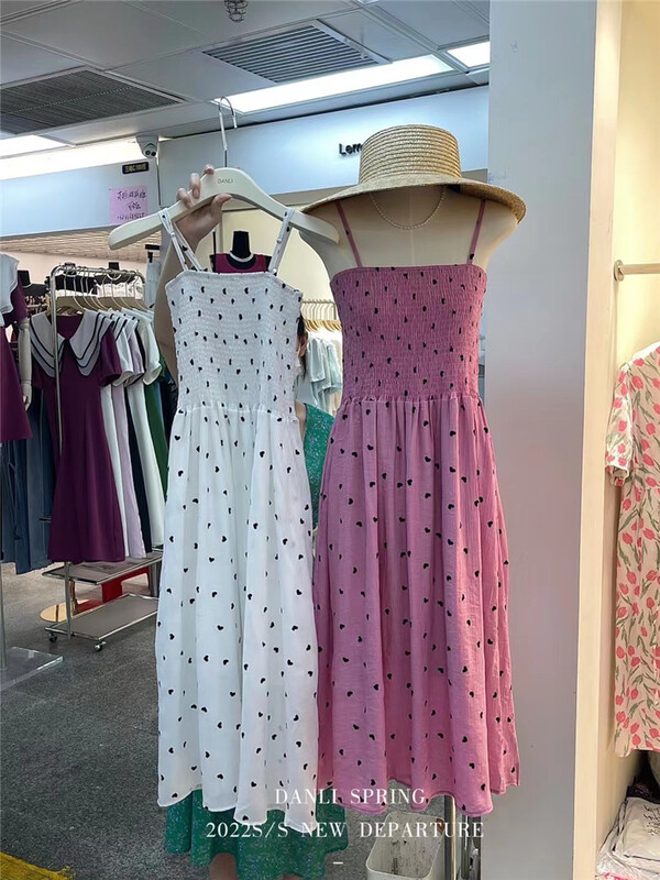 [new August] slim and slim love printed suspender dress 6179# HBx